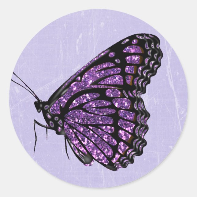 Purple Glittery Butterfly Stickers (Front)
