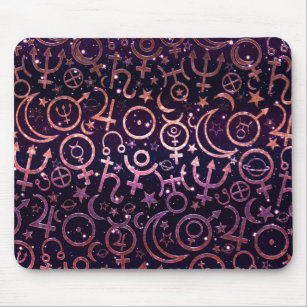 Purple Glittery Planetary Universe Space Planets Mouse Mat