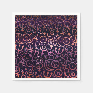 Purple Glittery Planetary Universe Space Planets Napkin