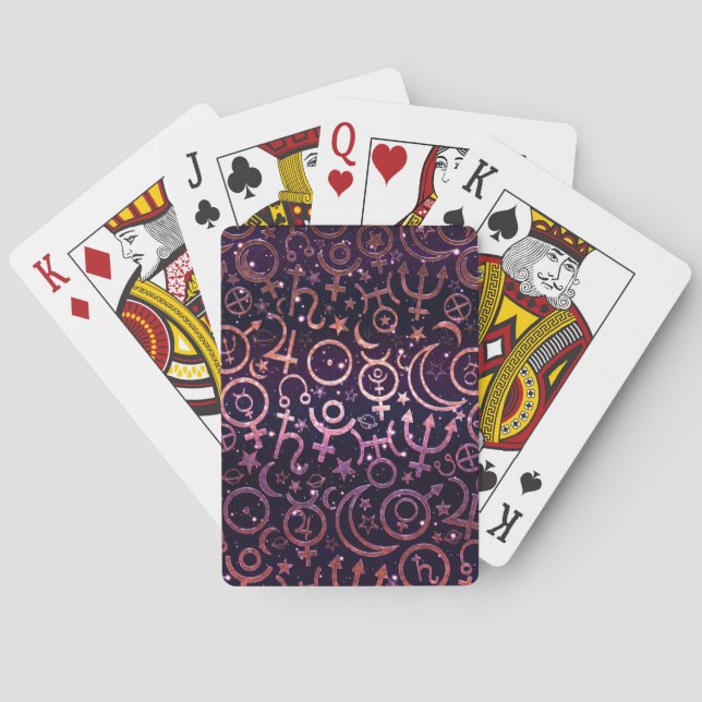 Purple Glittery Planetary Universe Space Planets Playing Cards (Back)