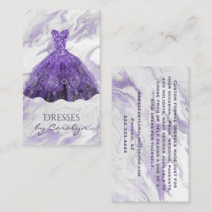 Purple Glittery Seamstress Business Card