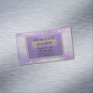 Purple Glittery Stars Pageant Coach Magnet