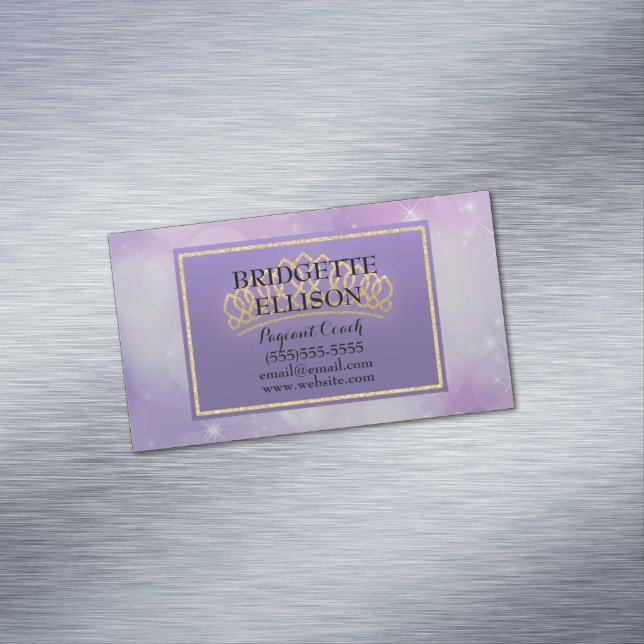 Purple Glittery Stars Pageant Coach Magnet (In Situ)