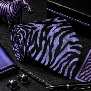 Purple Glittery Zebra Wild Animal Pattern Tie