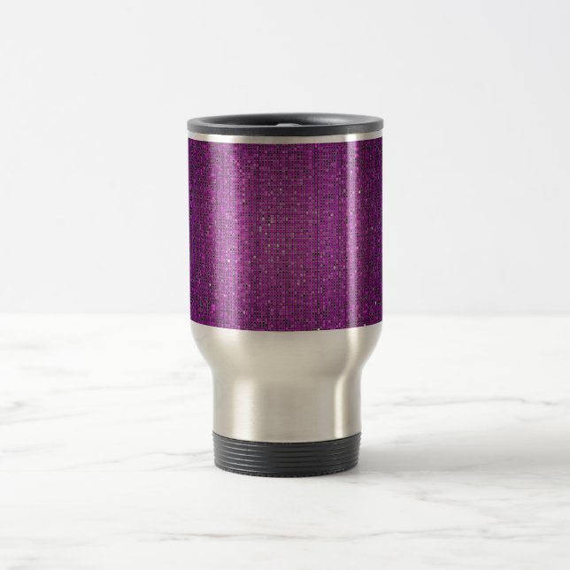 Purple Glitz 15 oz. Stainless steel Travel Mug Cup (Center)