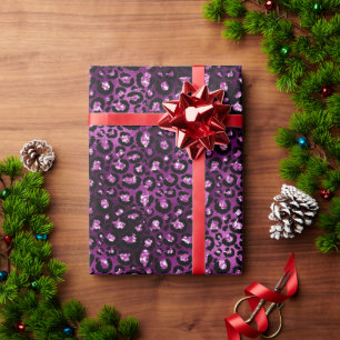 Purple Glitz Leopard Print Wrapping Paper