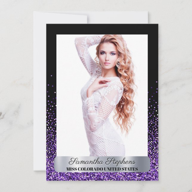 Purple Glitz Shimmer Pageant Autograph Card (Front)