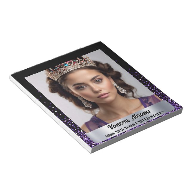 Purple Glitz Shimmer Pageant Autograph Notepad (Angled)