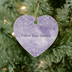 Purple Glitzy Glitter Ceramic Tree Decoration