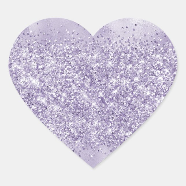Purple Glitzy Glitter  Heart Sticker (Front)