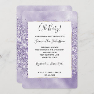 Purple Glitzy Glitter Invitation
