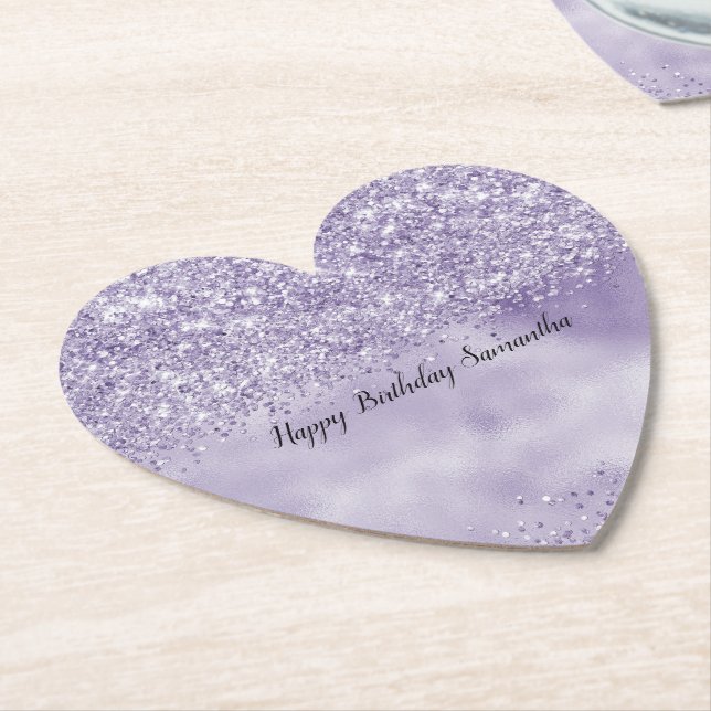 Purple Glitzy Glitter              Paper Coaster (Angled)