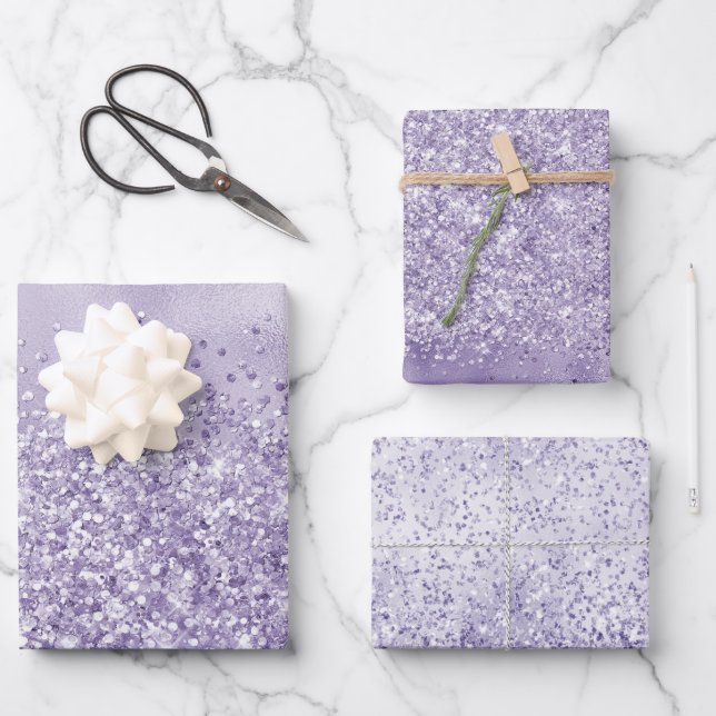 Purple Glitzy Glitter            Wrapping Paper Sheet (Front)