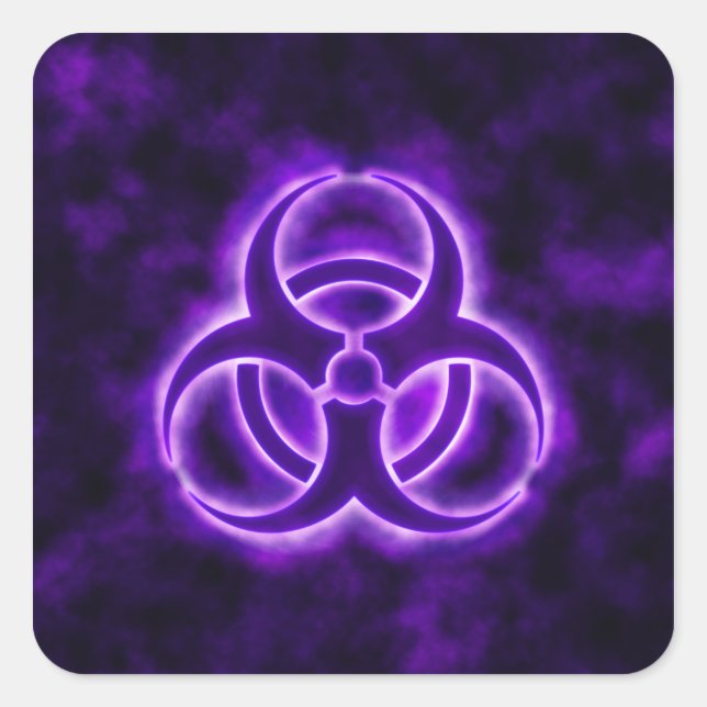 Purple Glow Biohazard Sticker (Front)