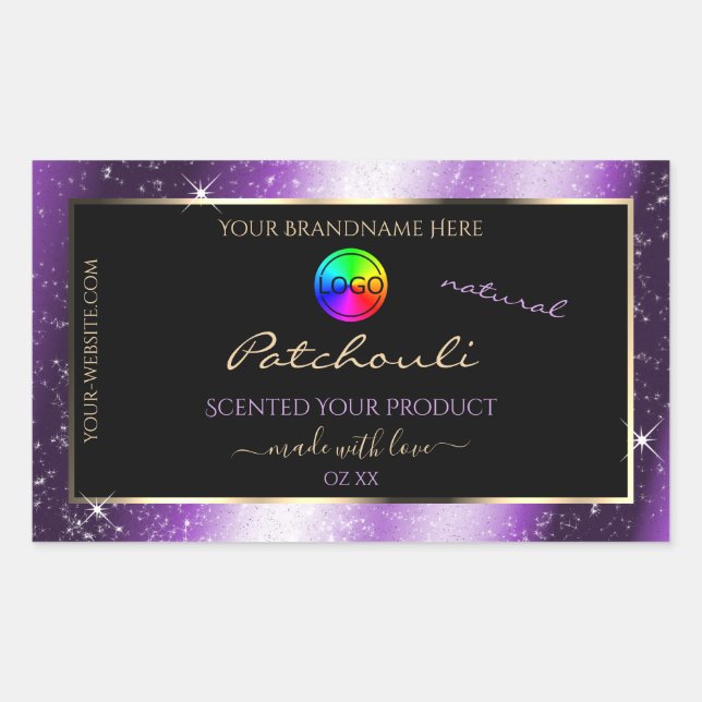 Purple Glow Glitter Frame Product Label with Logo (Front)