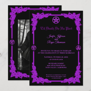 Purple Glow Gothic Halloween wedding Invitation