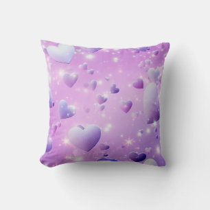 Purple Glow Heart Throw Pillow