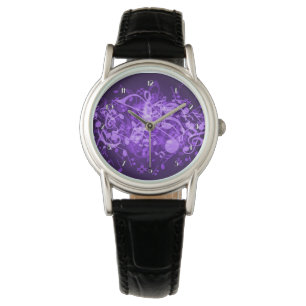 Purple Glow Music Notes Wrist Watch