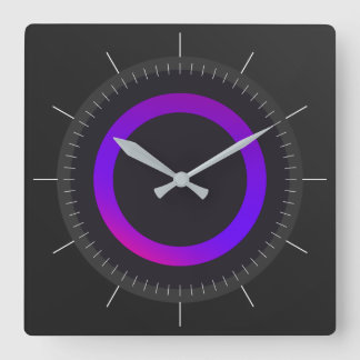PURPLE GLOW RING | circle on black Square Wall Clock