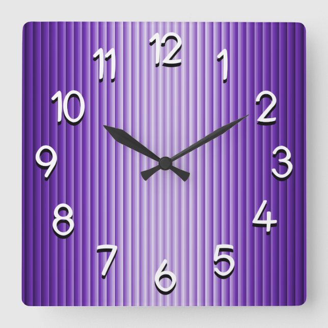 Purple Glow Stripes Square Wall Clock (Front)
