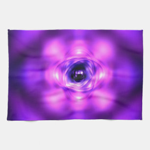 Purple glowing atom tea towel