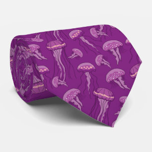 Purple glowing jelly fish pattern tie