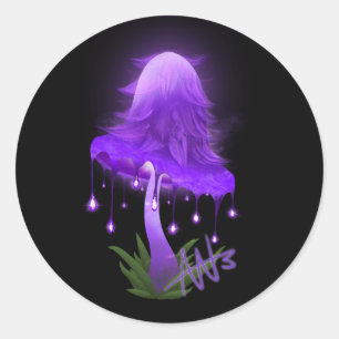 Purple Glowing Mushroom Classic Round Sticker