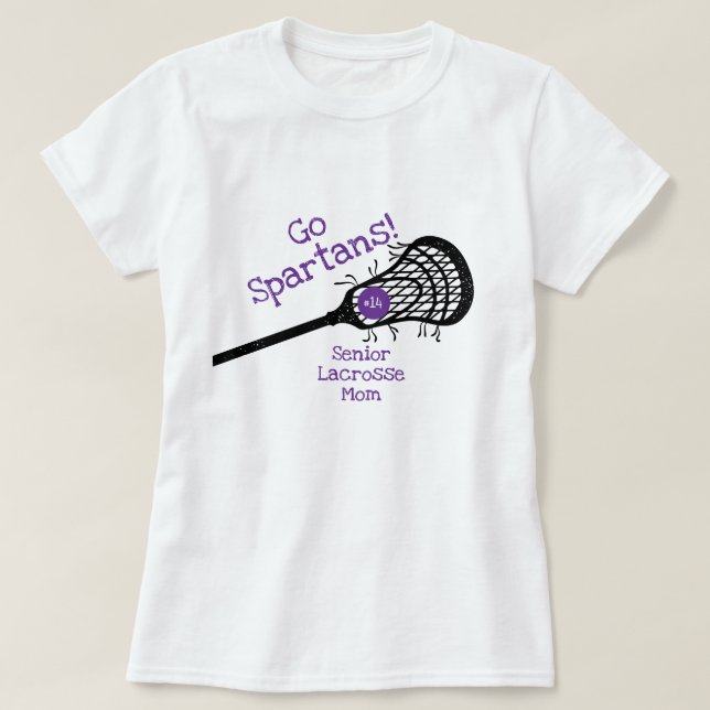 Purple Go Team Lacrosse Mum T-Shirt (Design Front)
