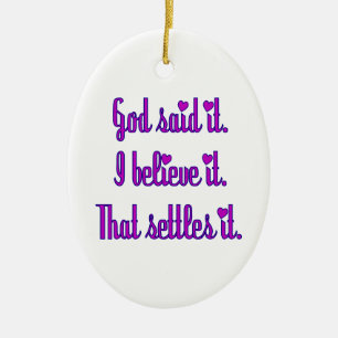 Purple God Said It Ceramic Tree Decoration