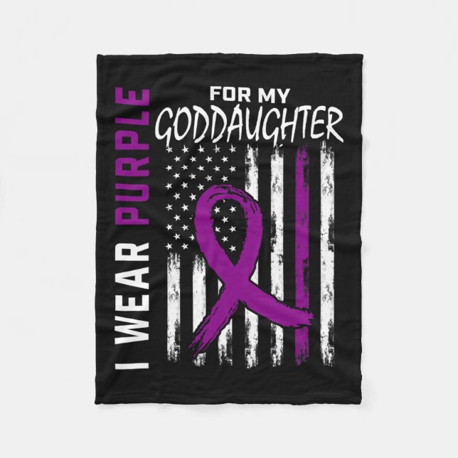 Purple Goddaughter Pancreatic Cancer Awareness Ame Fleece Blanket (Front)