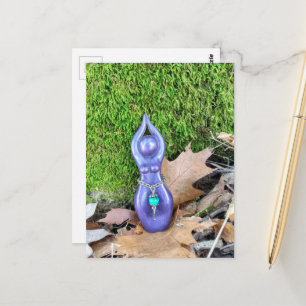 Purple Goddess in the Woods Autumn Leaf and Moss Postcard