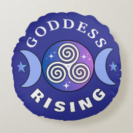 Purple Goddess Rising Round Pillow