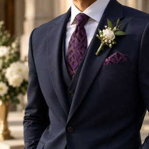 Purple Gold 3D Geometric Art Deco Tie