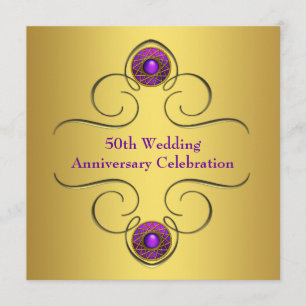 Purple Gold 50th Wedding Anniversary Party Invitation