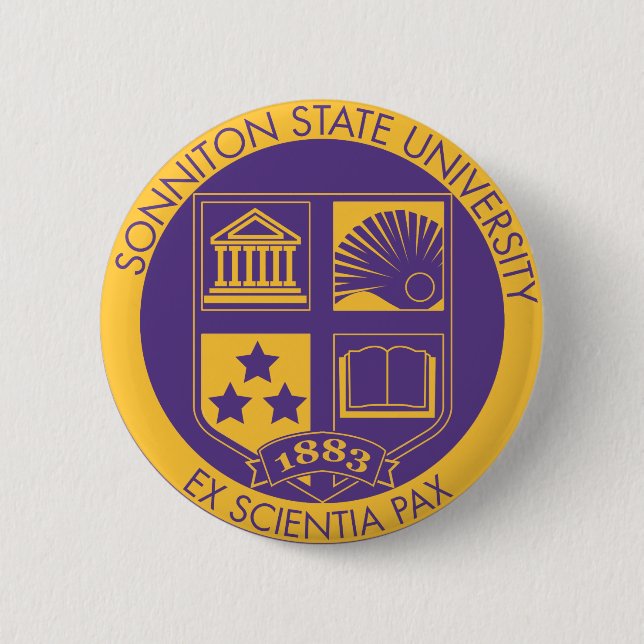 Purple/Gold 6 Cm Round Badge (Front)