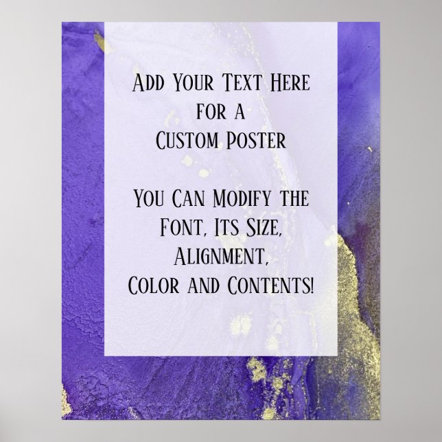Purple & Gold Abstract Alcohol Ink Fluid Art DIY Poster (Front)