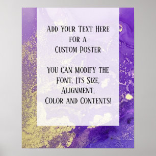 Purple & Gold Abstract Alcohol Ink Fluid Art DIY Poster
