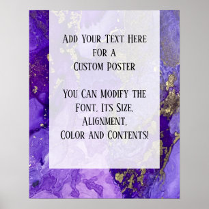 Purple & Gold Abstract Alcohol Ink Fluid Art DIY Poster