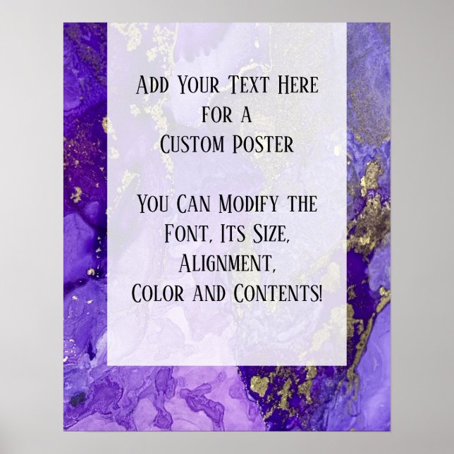 Purple & Gold Abstract Alcohol Ink Fluid Art DIY Poster (Front)