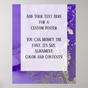 Purple & Gold Abstract Alcohol Ink Fluid Art DIY Poster
