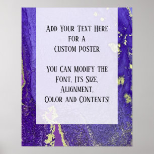 Purple & Gold Abstract Alcohol Ink Fluid Art DIY Poster
