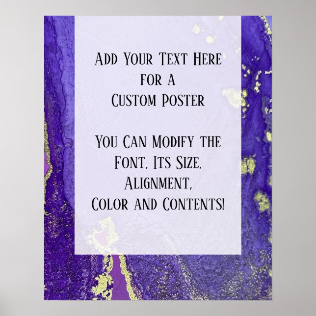 Purple & Gold Abstract Alcohol Ink Fluid Art DIY Poster (Front)