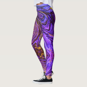 Purple Gold Abstract Leggings