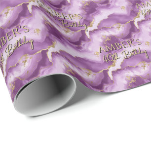 Purple Gold Abstract Marble Design Wrapping Paper