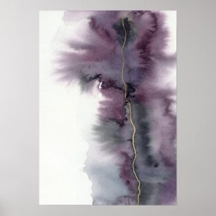 Purple Gold Abstract Watercolour Poster