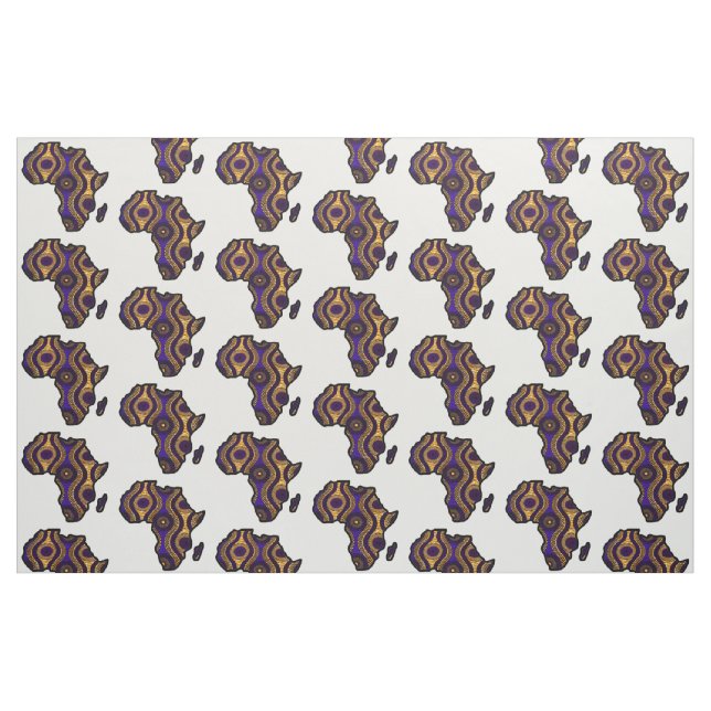 Purple Gold Africa Map Fabric (Fat Quarter)