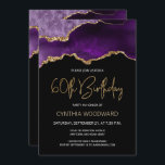 Purple Gold Agate 60th Birthday Party Invitation<br><div class="desc">This elegant 60th birthday party invitation features a watercolor image of an agate geode in shades of purple with faux gold highlights. The words "60th Birthday" appear in faux gold glitter in decorative modern handwriting font. Customise it with the name of the honoree in gold coloured text and the details...</div>
