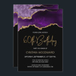 Purple Gold Agate 60th Birthday Party Invitation<br><div class="desc">This elegant 60th birthday party invitation features a watercolor image of an agate geode in shades of purple with faux gold highlights. The words "60th Birthday" appear in faux gold glitter in decorative modern handwriting font. Customise it with the name of the honoree in gold coloured text and the details...</div>