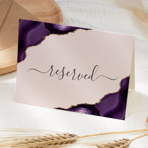 Purple Gold Agate Blush Reserved Wedding Place Card