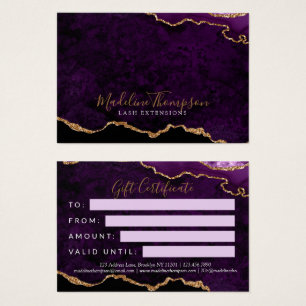 Purple Gold Agate Business Gift Certificate